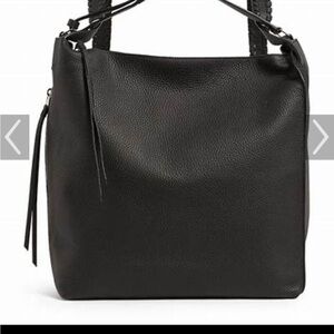 All Saints Kita Large Pebbled Leather Black Backpack Tote bag